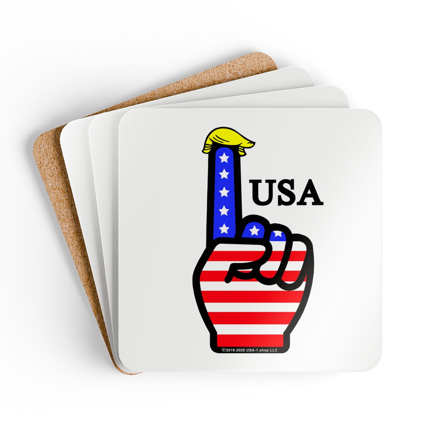 USA-1 Themed Style 1 Corkwood Coaster Set | Great for Parties, Independence Day, Decor, Gift | Fun Drinkware Accessory