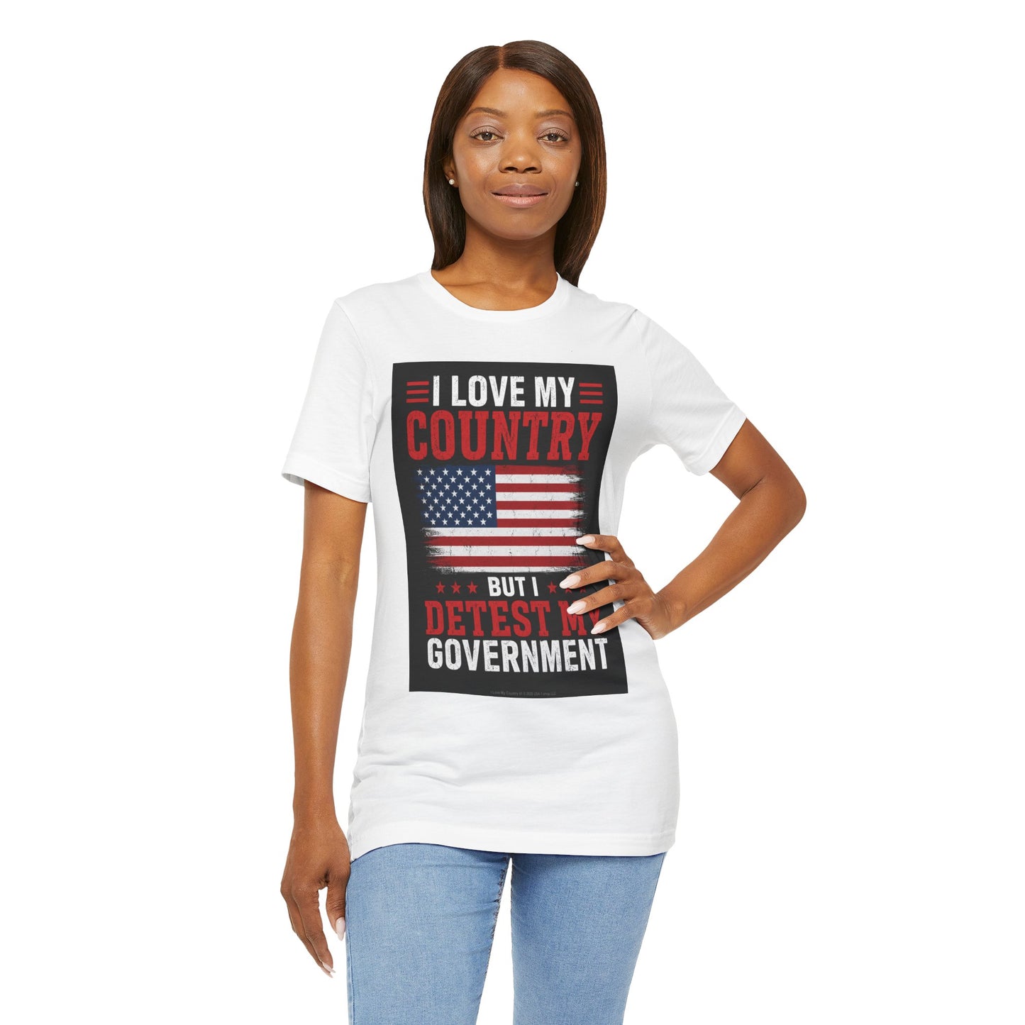 I Love My Country 01 Flat/Bright on Classic White T - Front Side Print