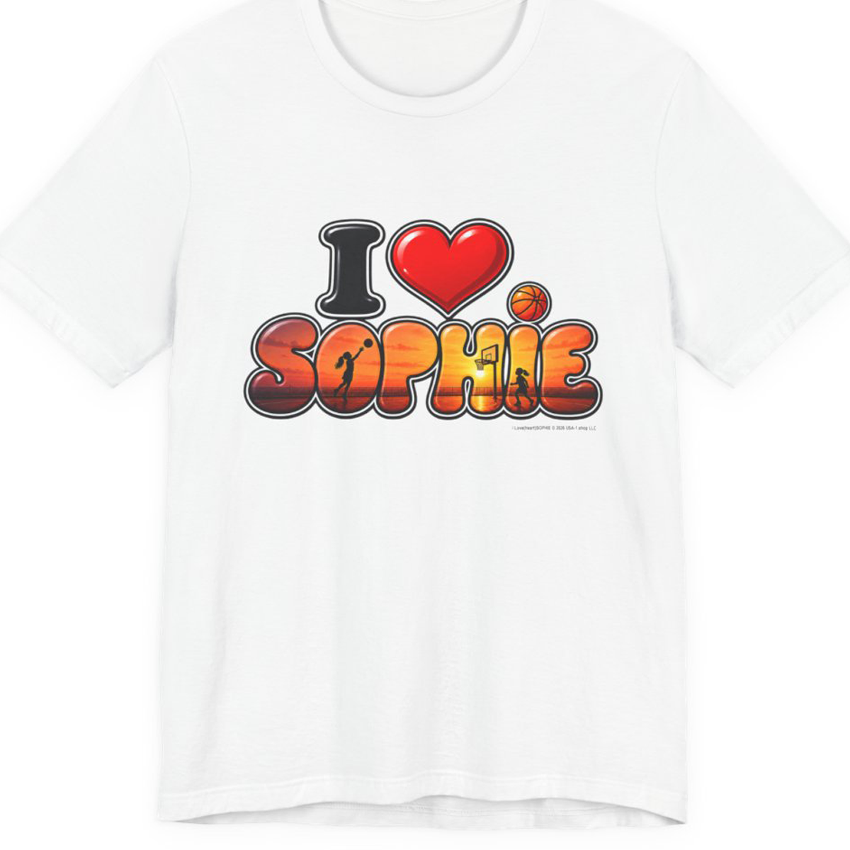 I Love(heart) Sophie Sunset Graphic Tee — Front Side Print