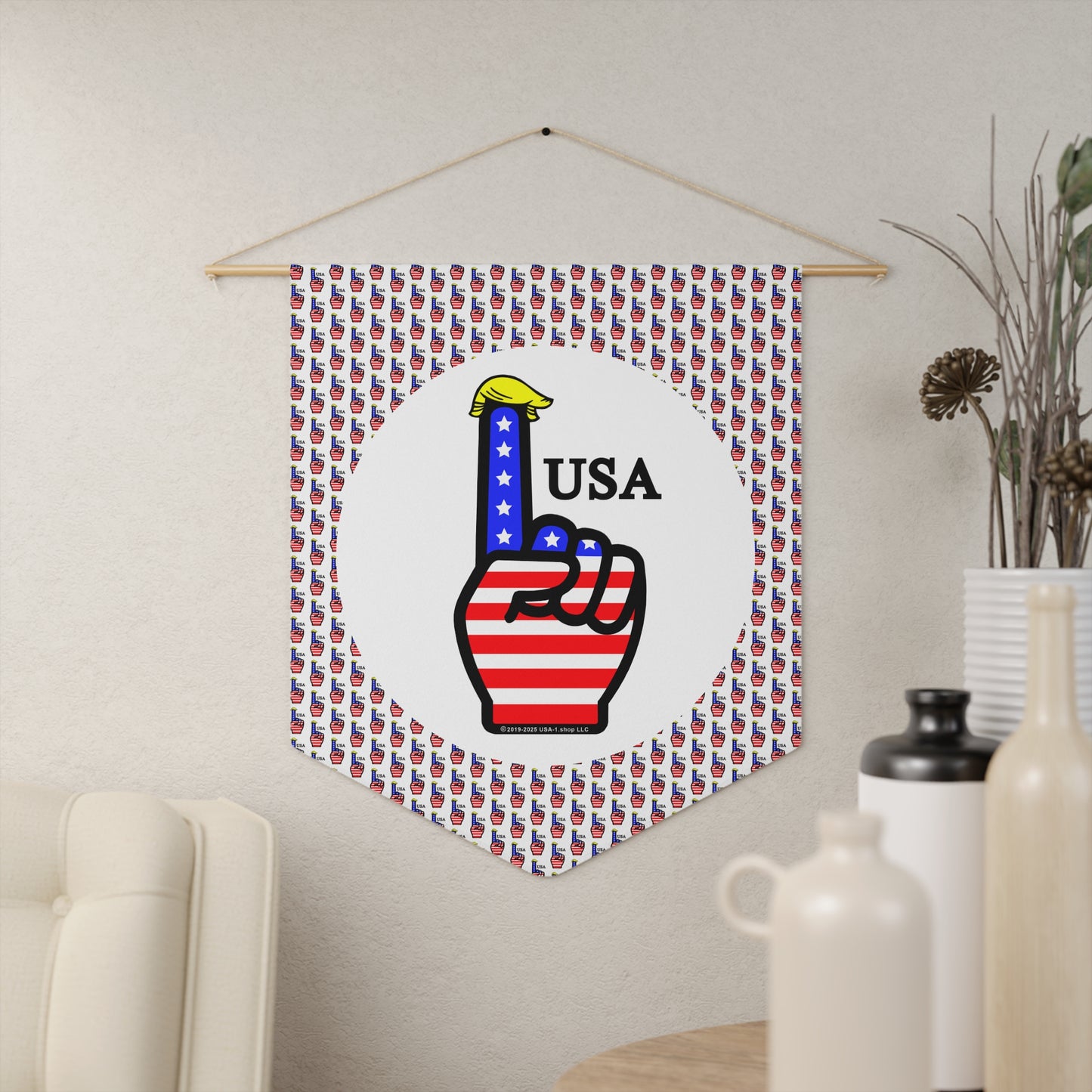 USA-1 Themed Style 2 Pennant, Sports Fan Banner, Fourth of July Decoration, Wall Hanging for Home