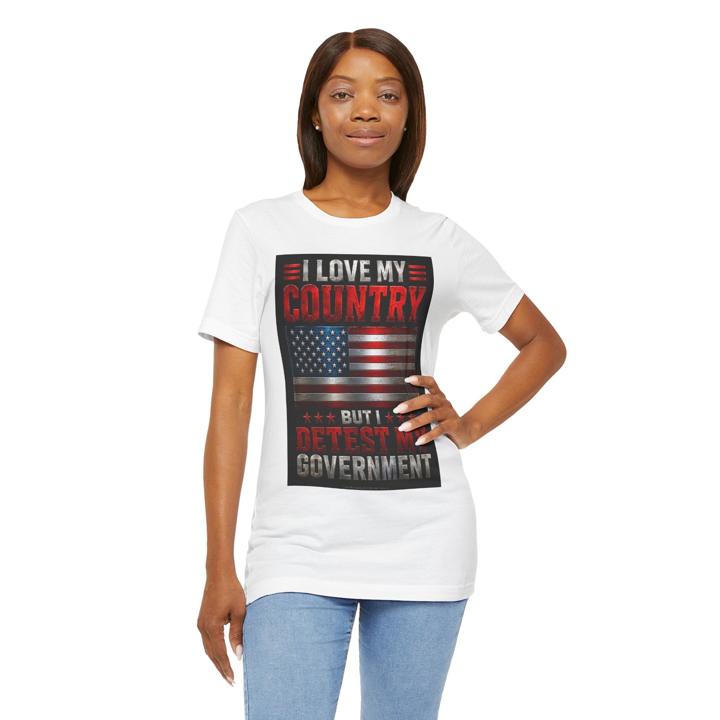 I Love My Country 02 Metal on Classic White T - FRONT SIDE PRINT
