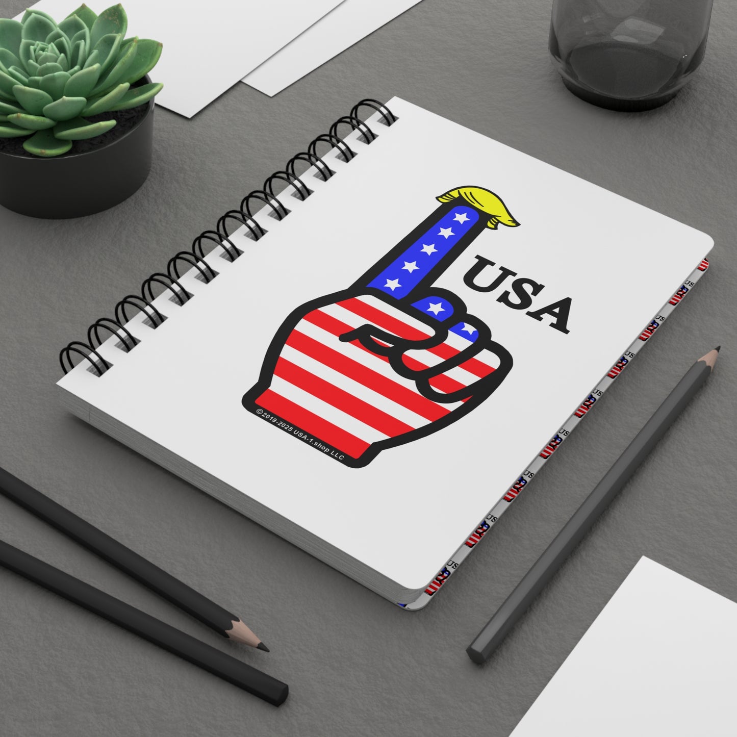 USA-1 Themed Style 1 Spiral Bound Journal, USA Notebook, Party Planning, Sports Events, Freedom Celebrations