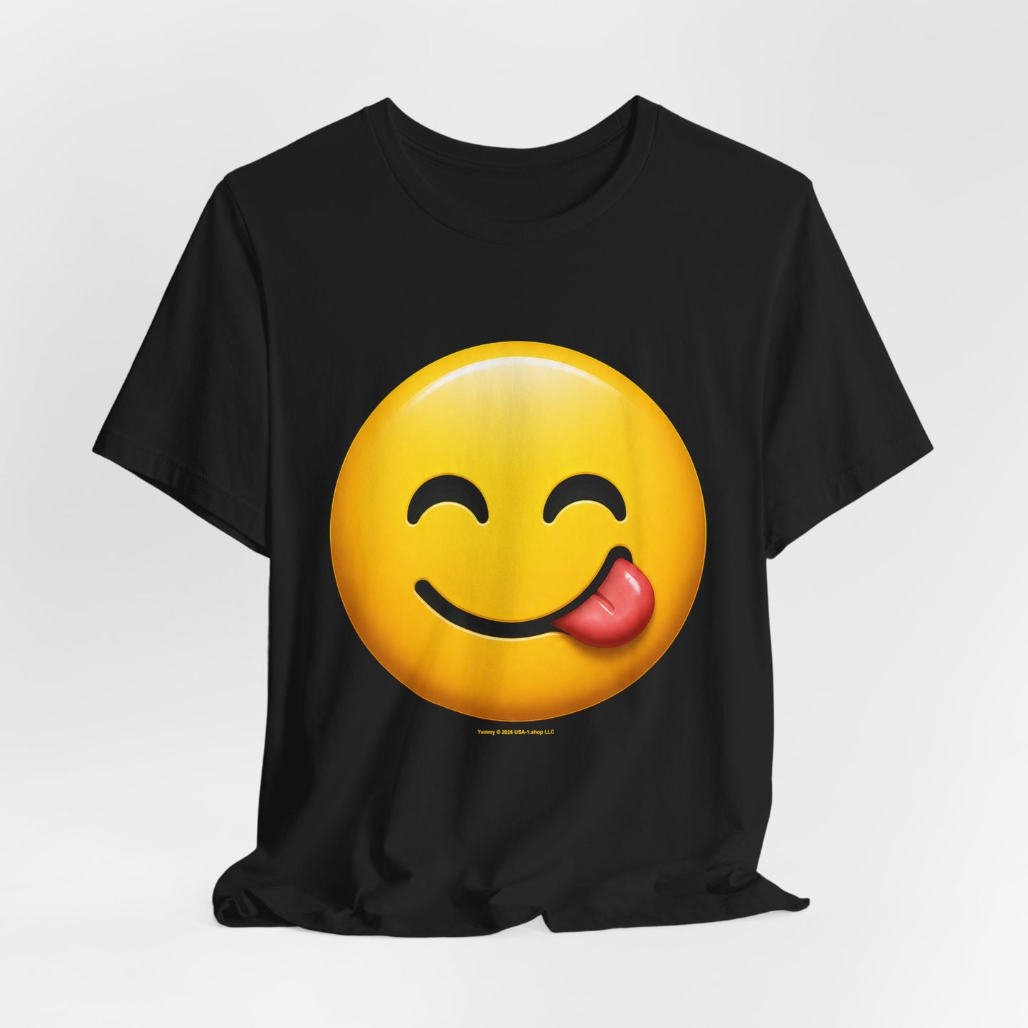 Yummy on Classic Black T - FRONT SIDE PRINT