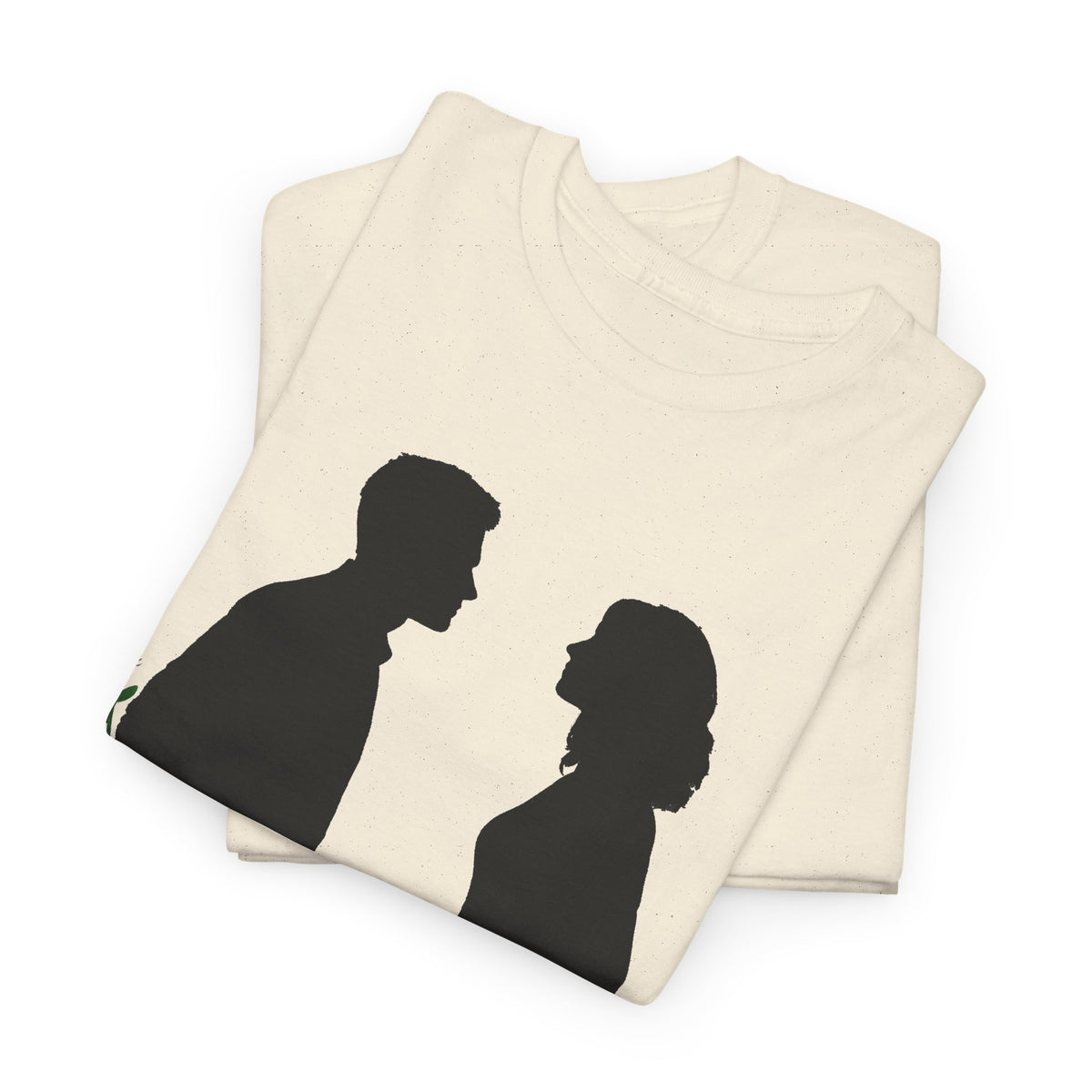 Romantic Silhouette Tee – Man with Rose, Woman with Knife Graphic Shirt
