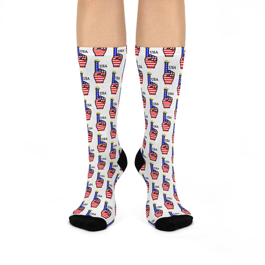 USA-1 Style 1 Themed Cushioned Crew Socks (slightly larger print vs Style 2)