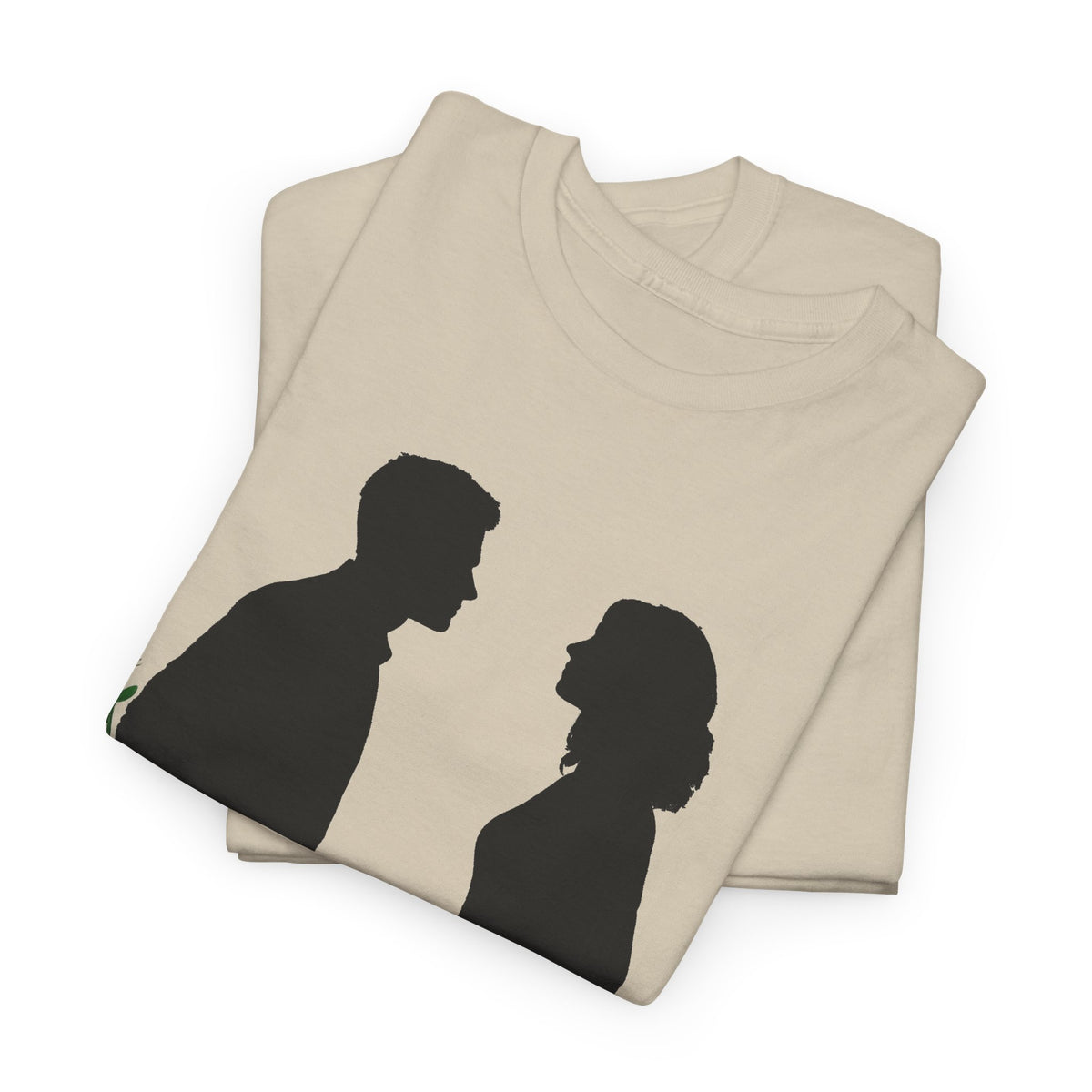 Romantic Silhouette Tee – Man with Rose, Woman with Knife Graphic Shirt