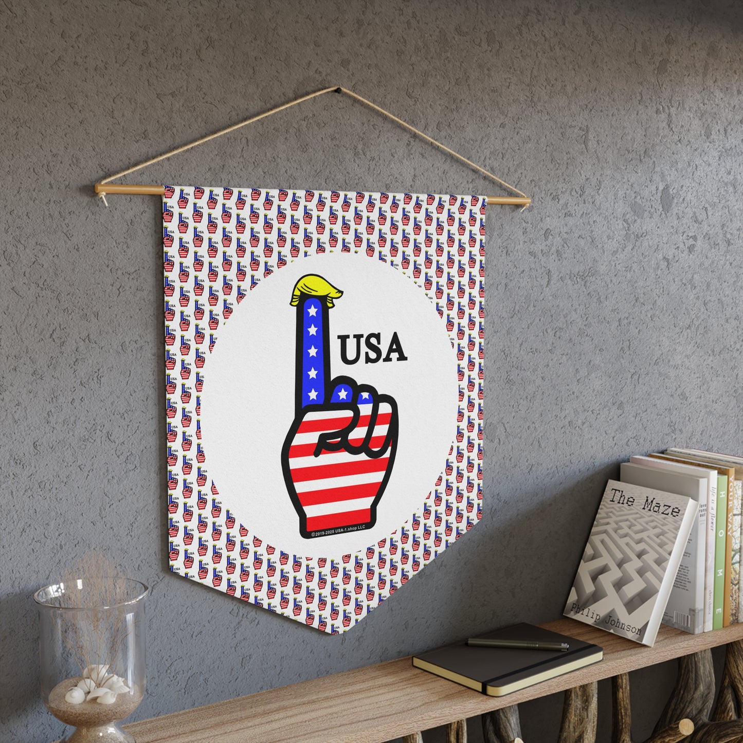 USA-1 Themed Style 2 Pennant, Sports Fan Banner, Fourth of July Decoration, Wall Hanging for Home