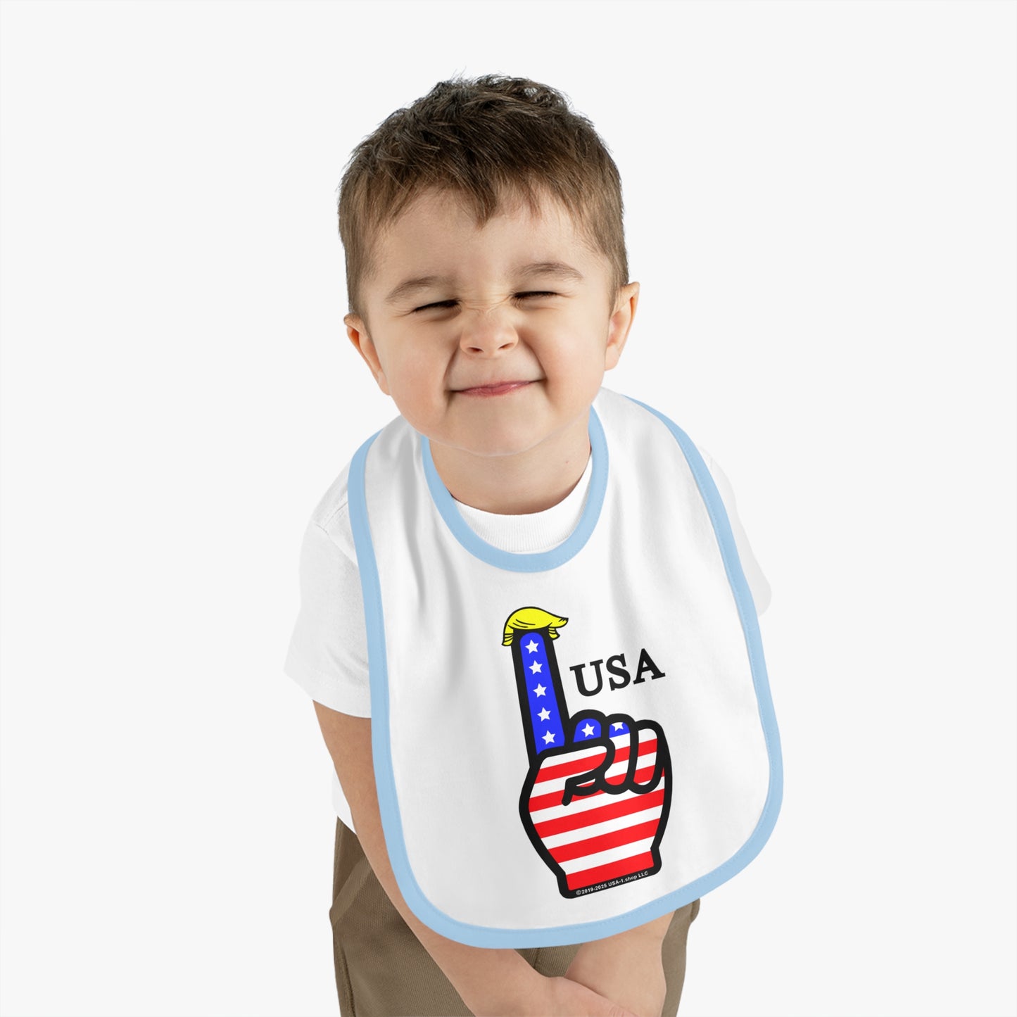 USA-1 Themed Baby Contrast Trim Jersey Bib