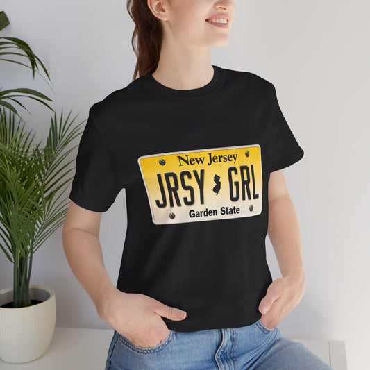 JRSY GRL New Jersey License Plate Tee - Garden State Shirt for NJ Girls