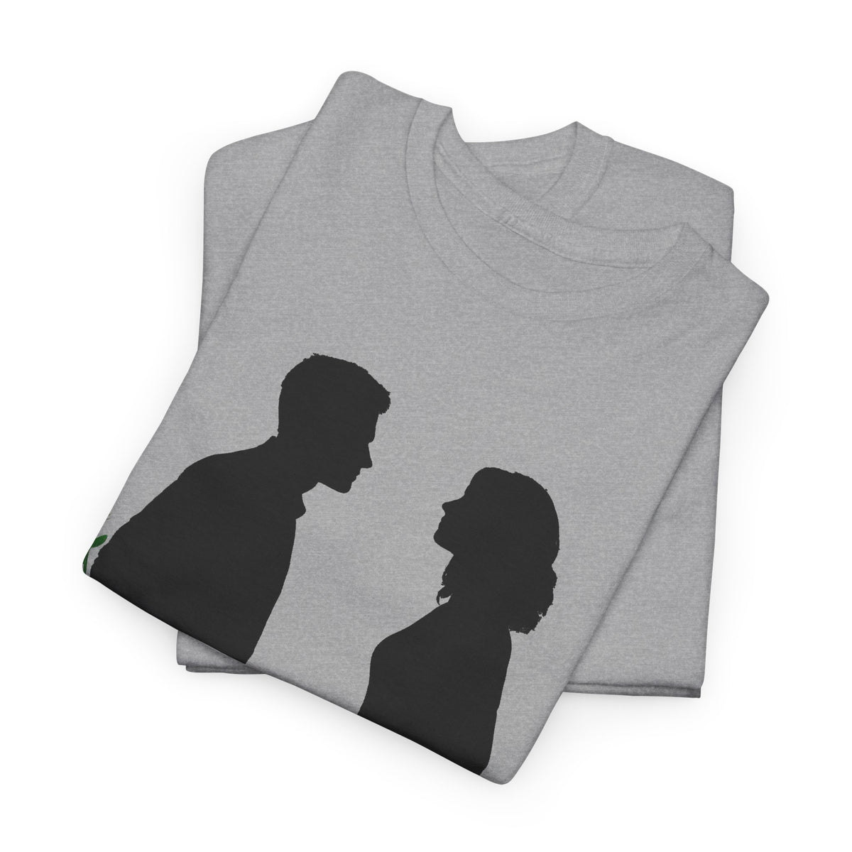Romantic Silhouette Tee – Man with Rose, Woman with Knife Graphic Shirt