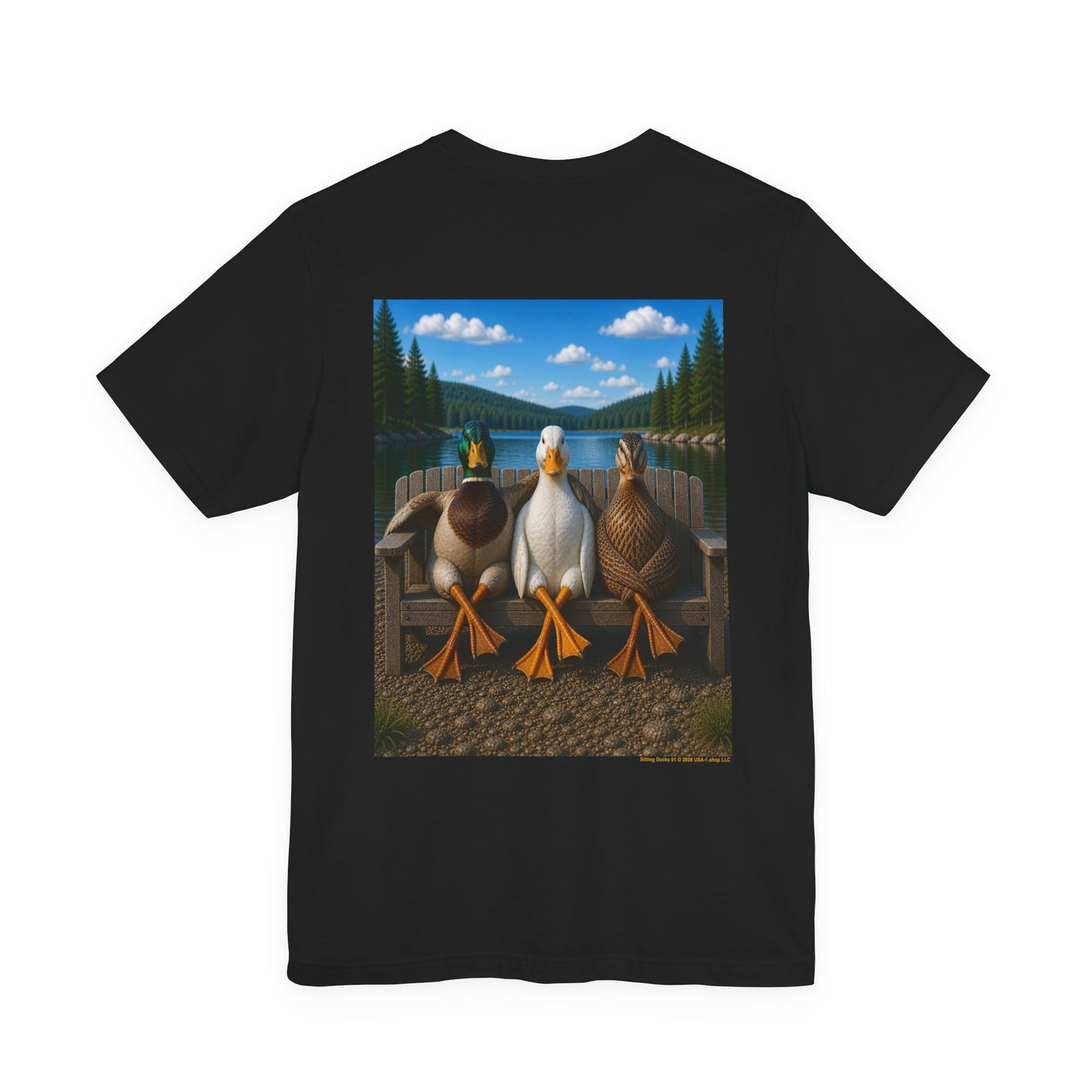 Sitting Ducks 01 on Classic Black T - Back Side Print