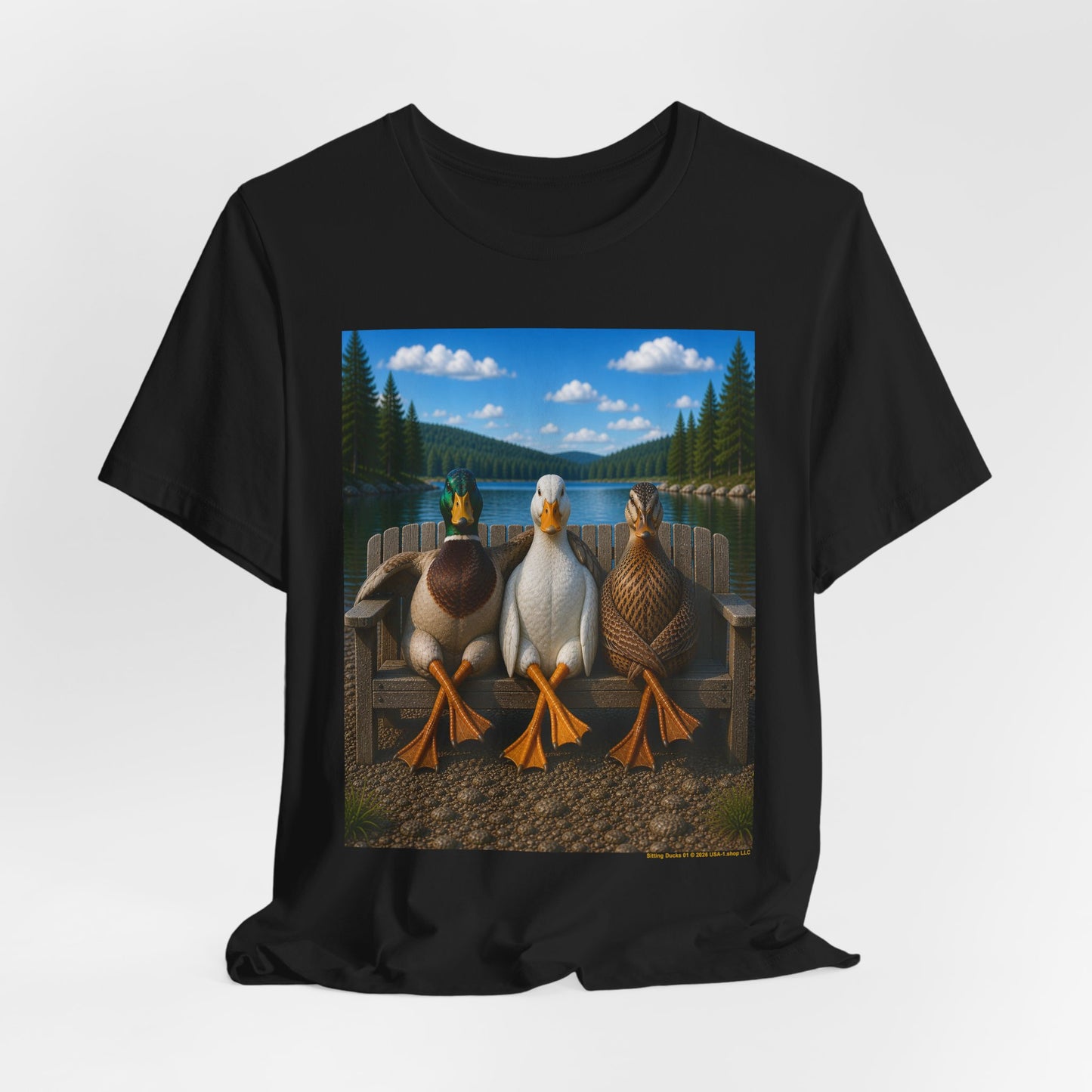 Sitting Ducks 01 on Classic Black T - Front Side Print