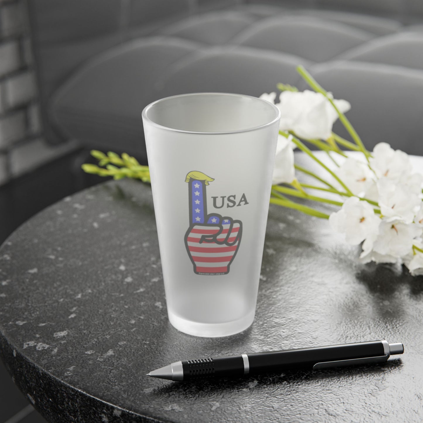 USA-1 Themed Frosted Pint Glass, 16oz