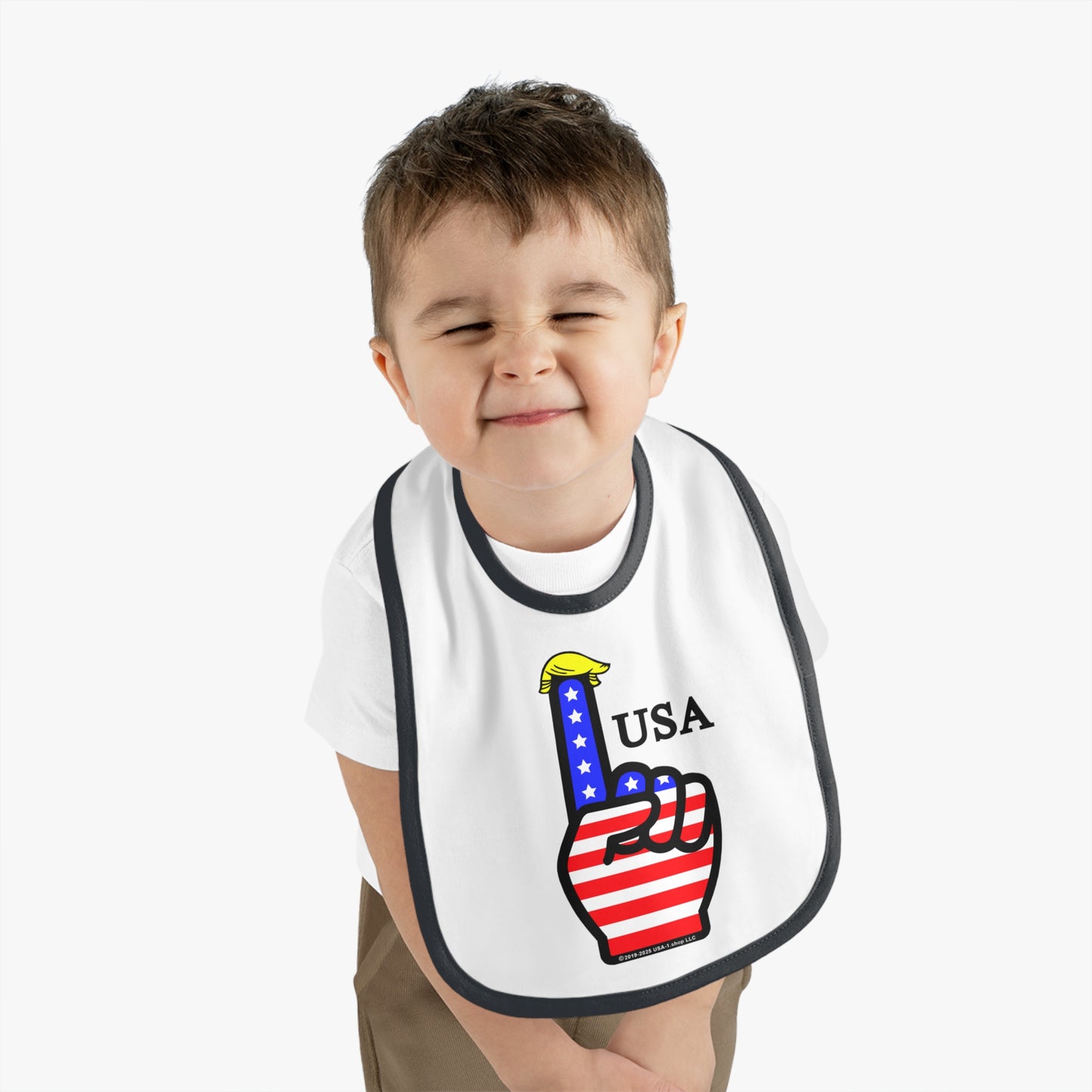 USA-1 Themed Baby Contrast Trim Jersey Bib