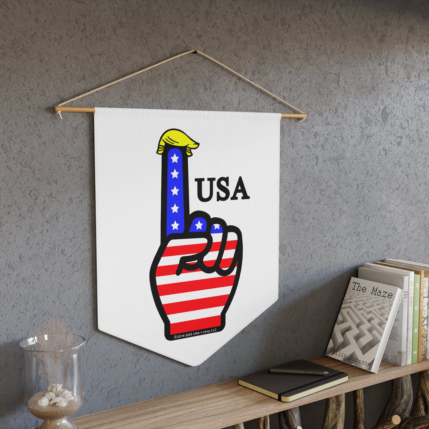 USA-1 Themed Style 1 Pennant, American Decor, Sports Fan Banner, Fourth of July Decoration, Wall Hanging for Home