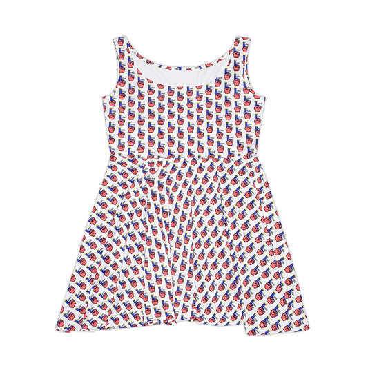 Women's Skater Dress with Fun Pineapple Print, Casual Summer Dress, Outdoor Party Dress, Vacation Outfit, Gift for Her