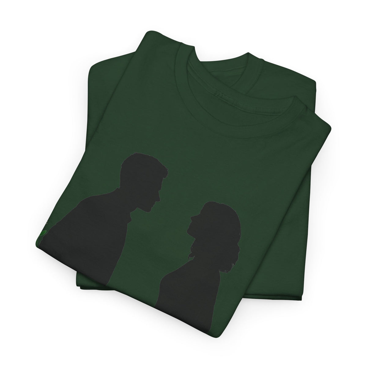 Romantic Silhouette Tee – Man with Rose, Woman with Knife Graphic Shirt