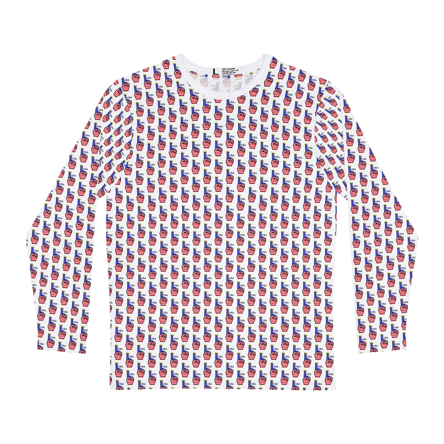 USA-1 Themed Men's Long Sleeve Shirt with Colorful Guitar Print - Perfect for Music Lovers, Casual Wear, Gift for Musicians, Cozy Style