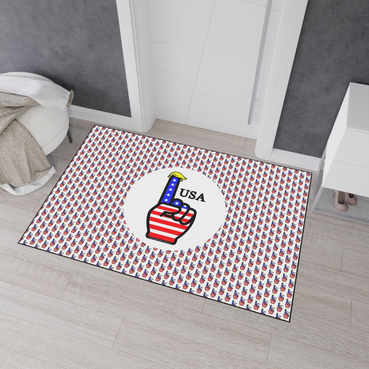 USA-1 Themed Style 2 Heavy Duty Floor Mat, Durable Entrance Rug, American Flag Decor, Sports Theme Mat, Indoor/Outdoor Welcome Mat