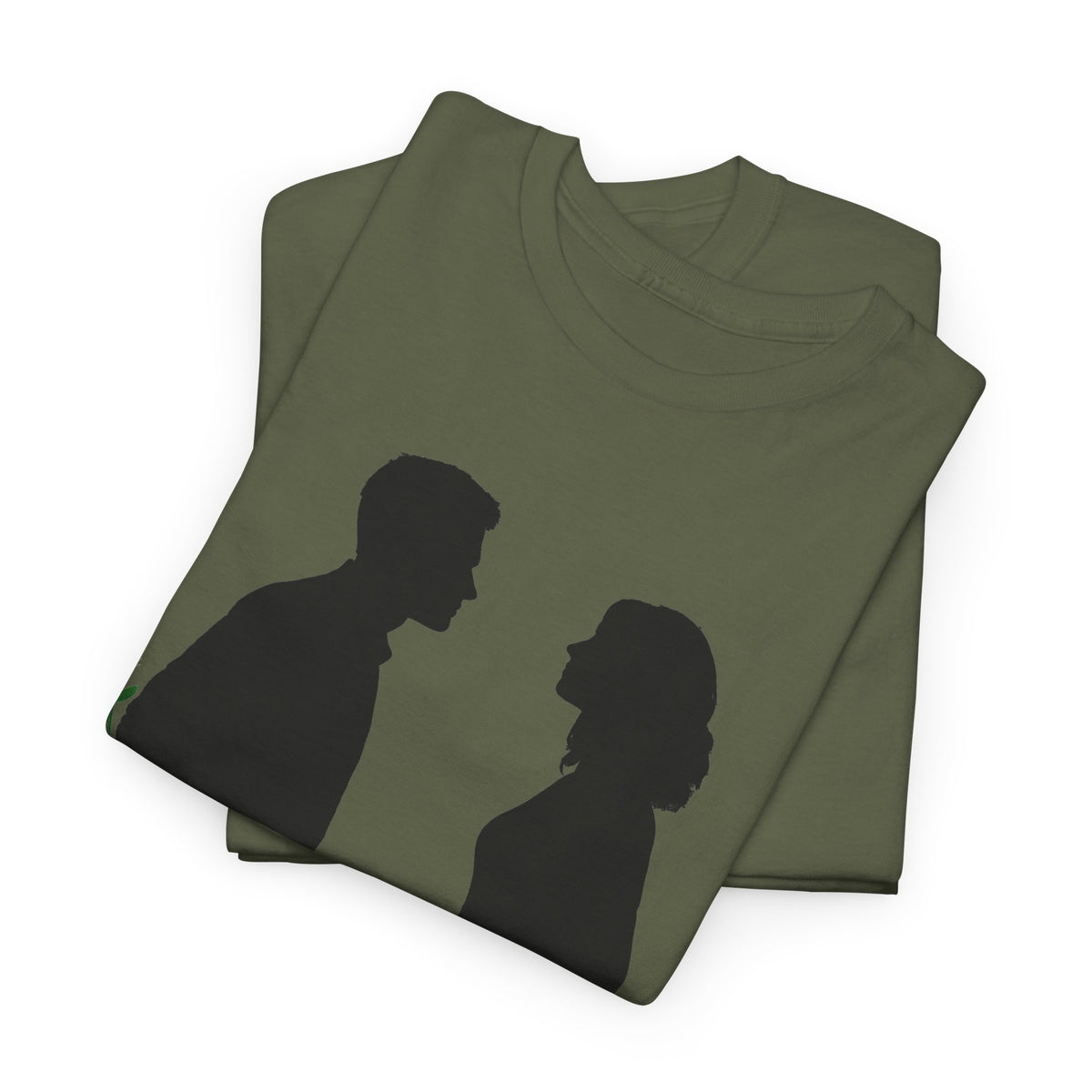 Romantic Silhouette Tee – Man with Rose, Woman with Knife Graphic Shirt