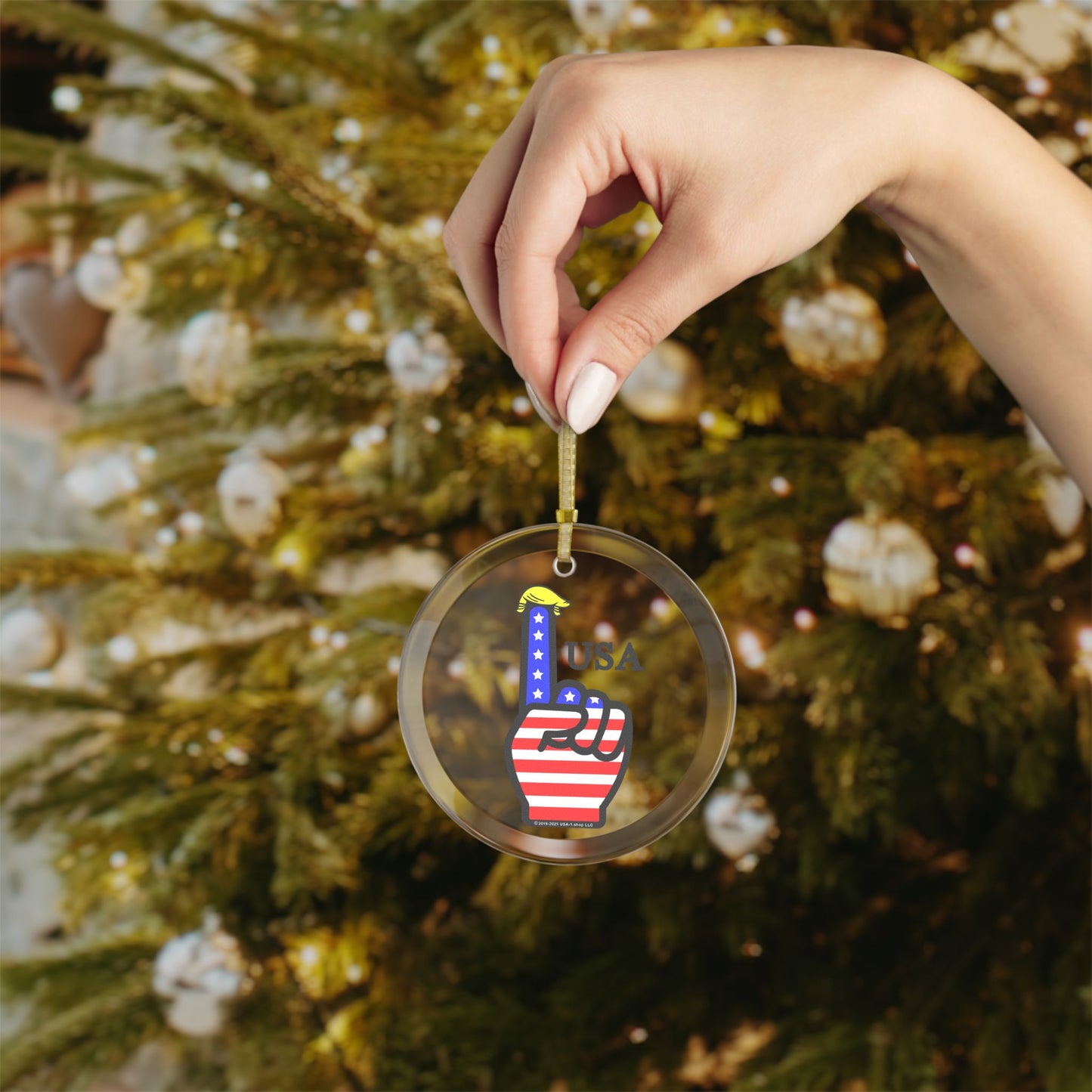 USA-1 Themed Glass Ornaments - Cheerful Holiday Decor, Ideal for Christmas, Collectible Keepsakes, Home and Party Decoration