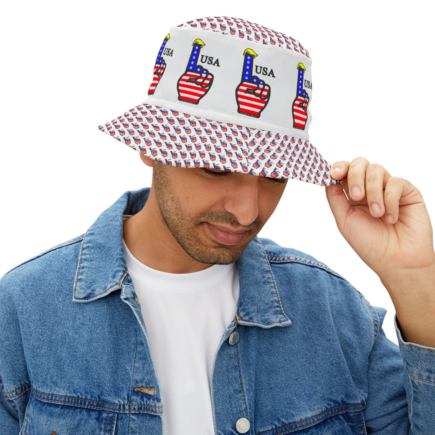 USA-1 Themed Style 2 Trendy Men's Bucket Hat for His Summer Fun, Festival Essential, Beach Accessory, Unique Gift, Outdoor Style