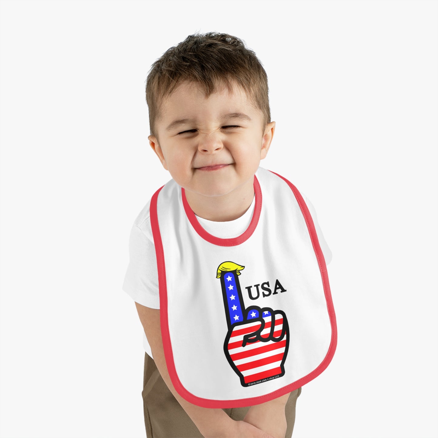 USA-1 Themed Baby Contrast Trim Jersey Bib