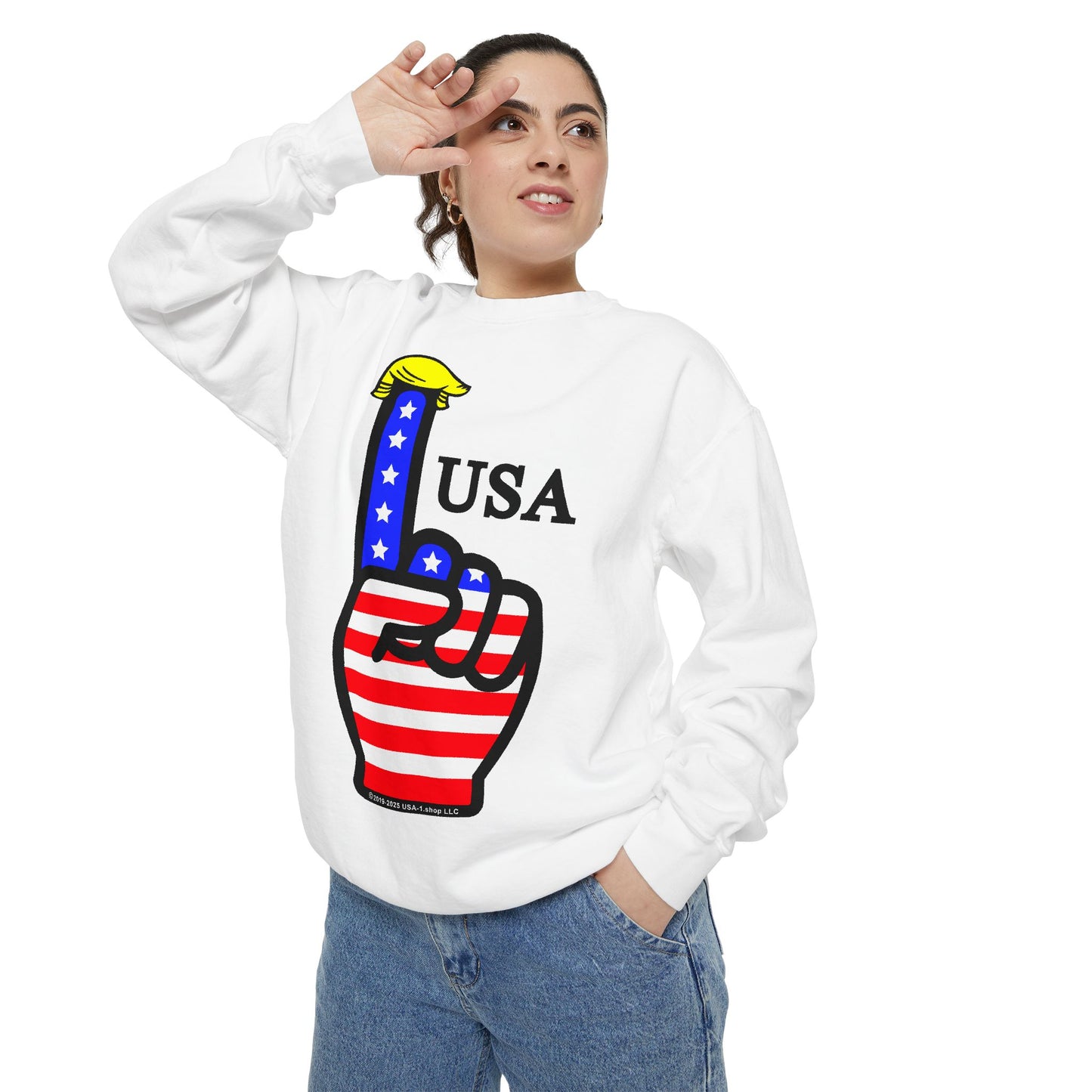 USA-1 Themed Sweatshirt Design, Comfortable Unisex Clothing, Great for July 4th, Election Day, Gifts for Him/Her, Casual Wear