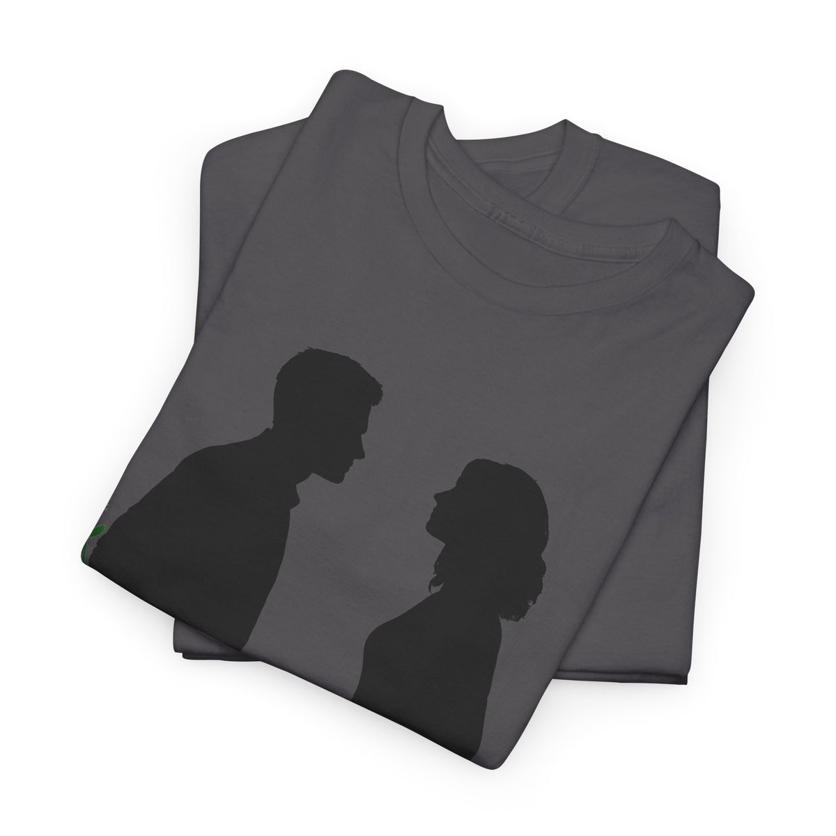 Romantic Silhouette Tee – Man with Rose, Woman with Knife Graphic Shirt
