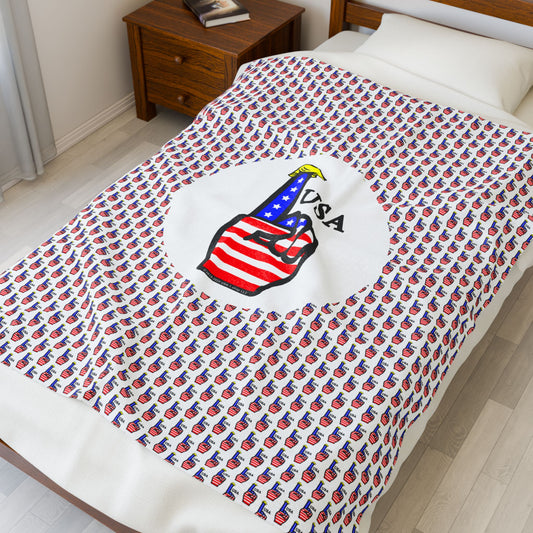 USA-1 Themed Style 1 Cozy Velveteen Plush Blanket, Soft Throw for Home, Warm Snuggle Blanket, Perfect for Kids & Adults, Great Gift for Any Occasion