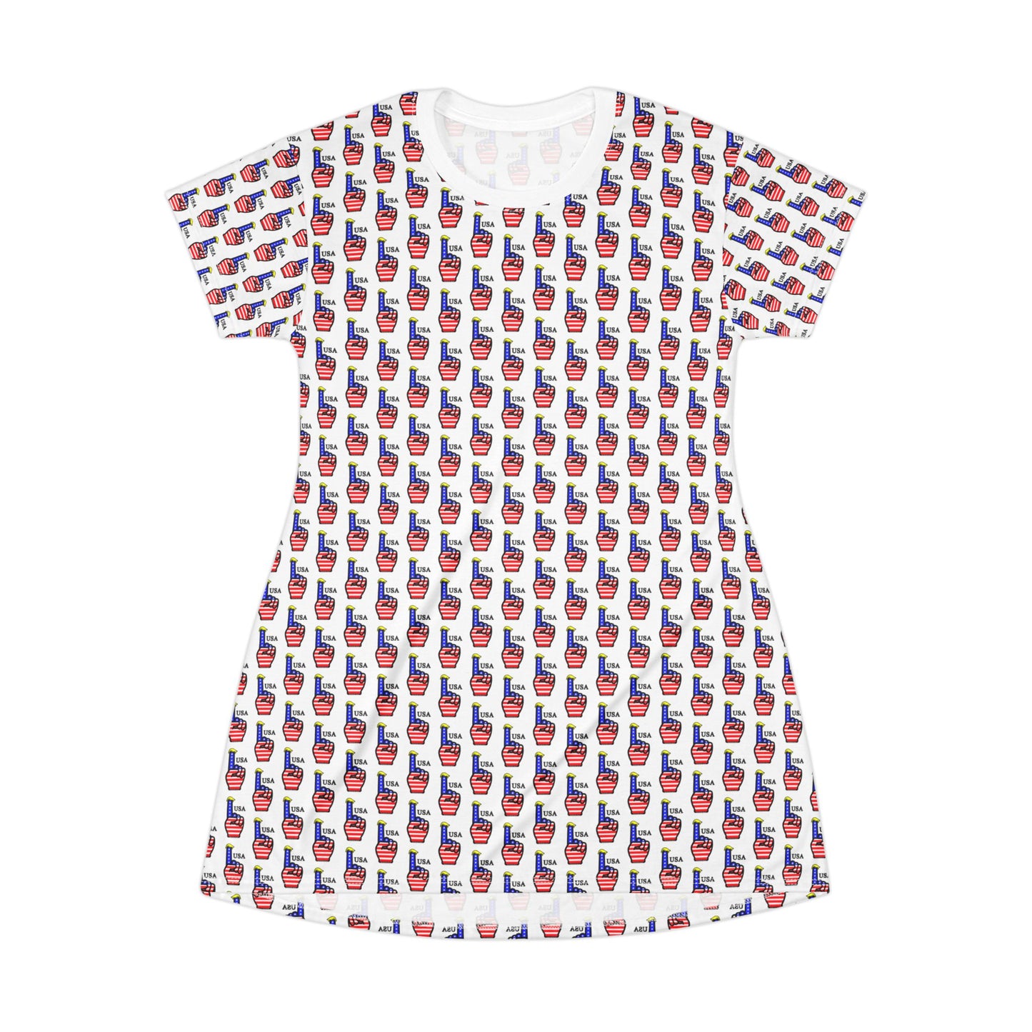 USA-1 Themed T-Shirt Dress, Casual Summer Outfit, Fun Graphic Dress, Unique Gift for Her, Daytime or Evening Wear