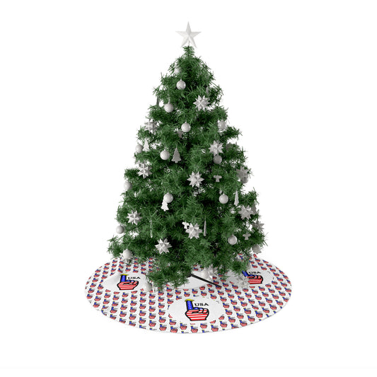 USA-1 Themed Christmas Tree Skirt, Holiday Decor, Festive Christmas Decoration, Family Gatherings, Unique Gift