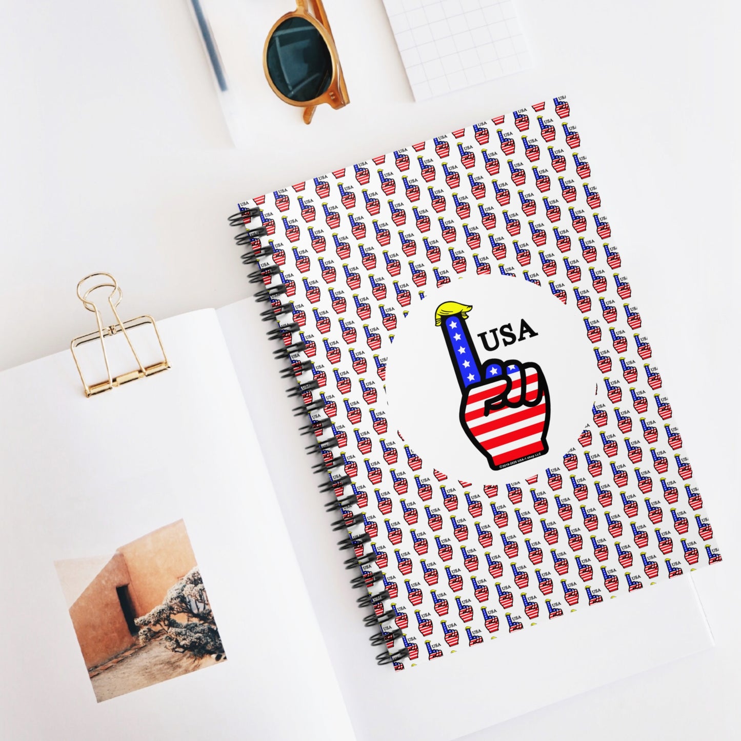 USA-1 Themed Style 2 Spiral Notebook, College Ruled Journal for Students, Patriotic School Supplies, Gift for Teachers or USA Fans, Independence [...]
