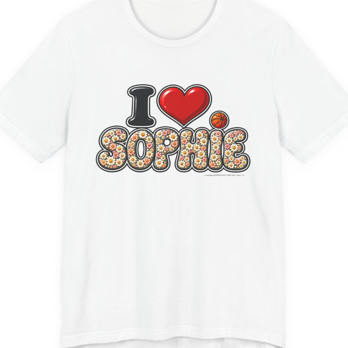 I  Love(heart) Sophie Floral Graphic Tee — Front Side Print