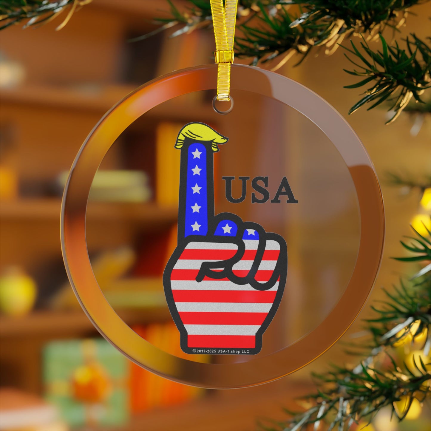 USA-1 Themed Glass Ornaments - Cheerful Holiday Decor, Ideal for Christmas, Collectible Keepsakes, Home and Party Decoration