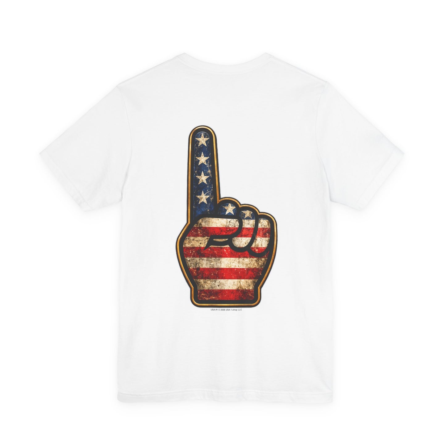 USA #1 on Classic White T - Back Side Print