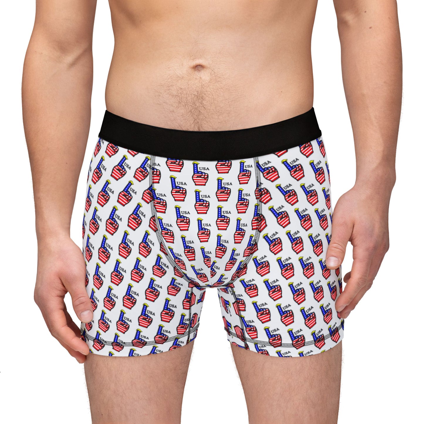 USA-1 Themed Men's Boxers with Fun Pattern, Stylish Underwear for Men, Great Gift for Birthdays, Valentine's Day, Everyday Comfort, AOP Boxers