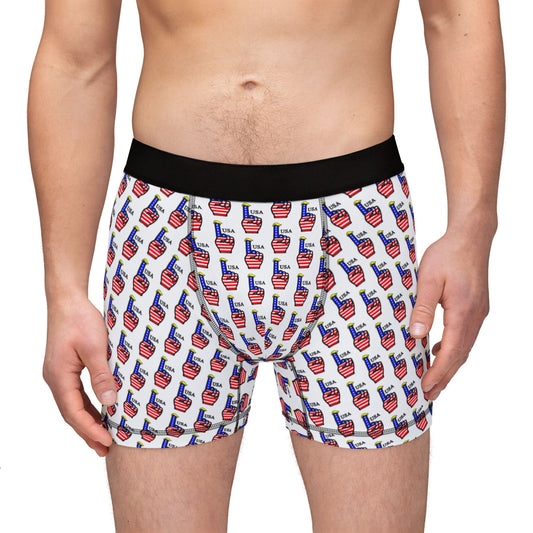 USA-1 Themed Men's Boxers with Fun Pattern, Stylish Underwear for Men, Great Gift for Birthdays, Valentine's Day, Everyday Comfort, AOP Boxers