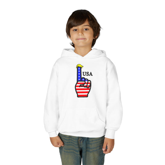 USA-1 Themed Youth Hooded Sweatshirt, Patriotic Apparel, Kids Hoodie, Fourth of July Gift, Sports Fan Hoodie
