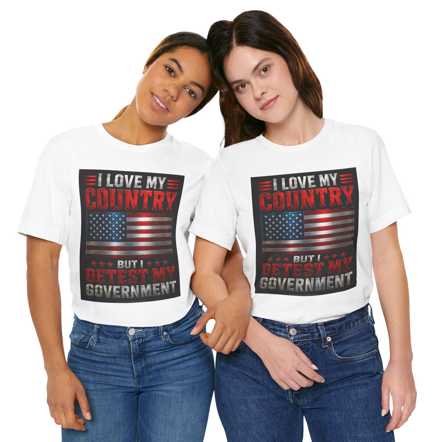 I Love My Country 02 Metal on Classic White T - FRONT SIDE PRINT