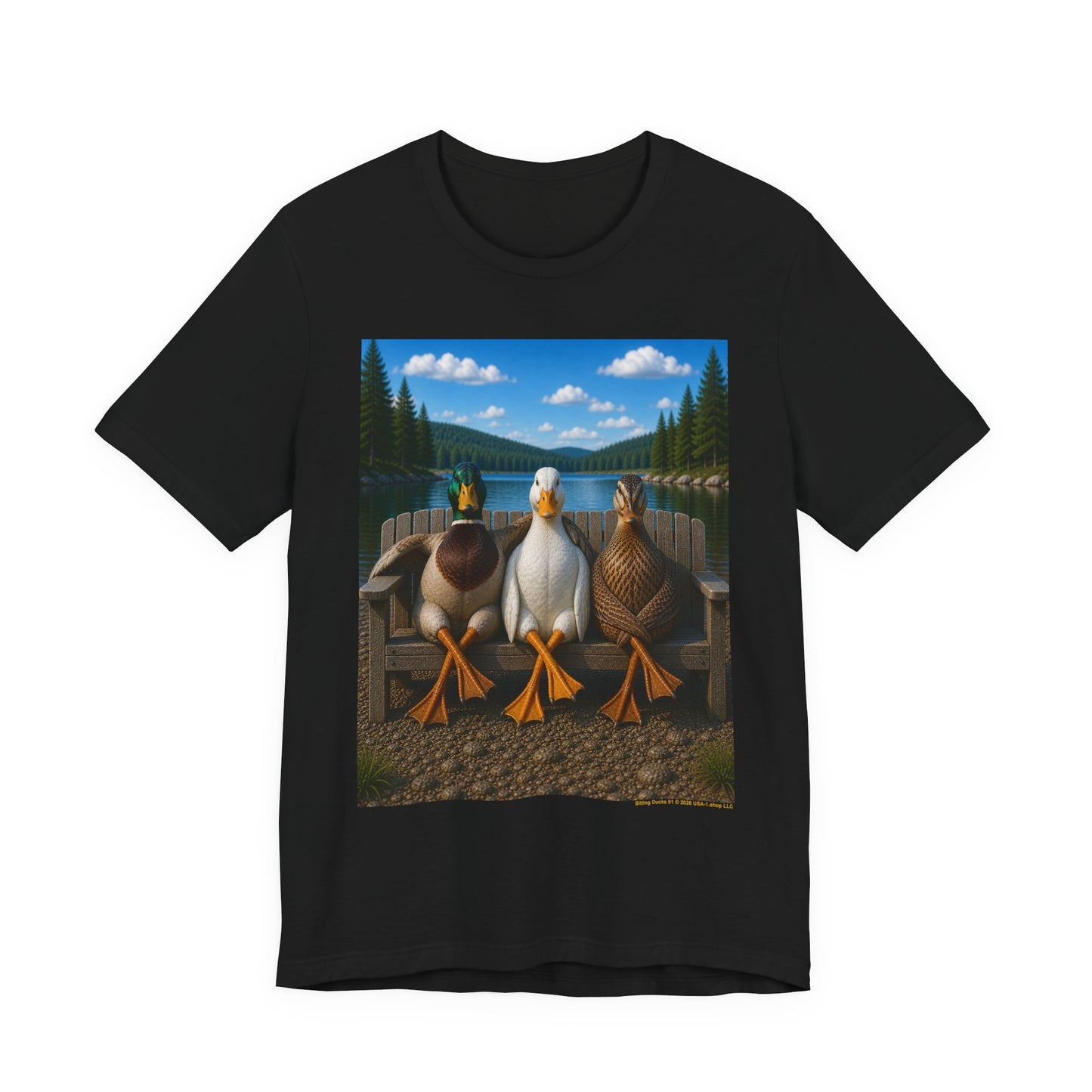 Sitting Ducks 01 on Classic Black T - Front Side Print