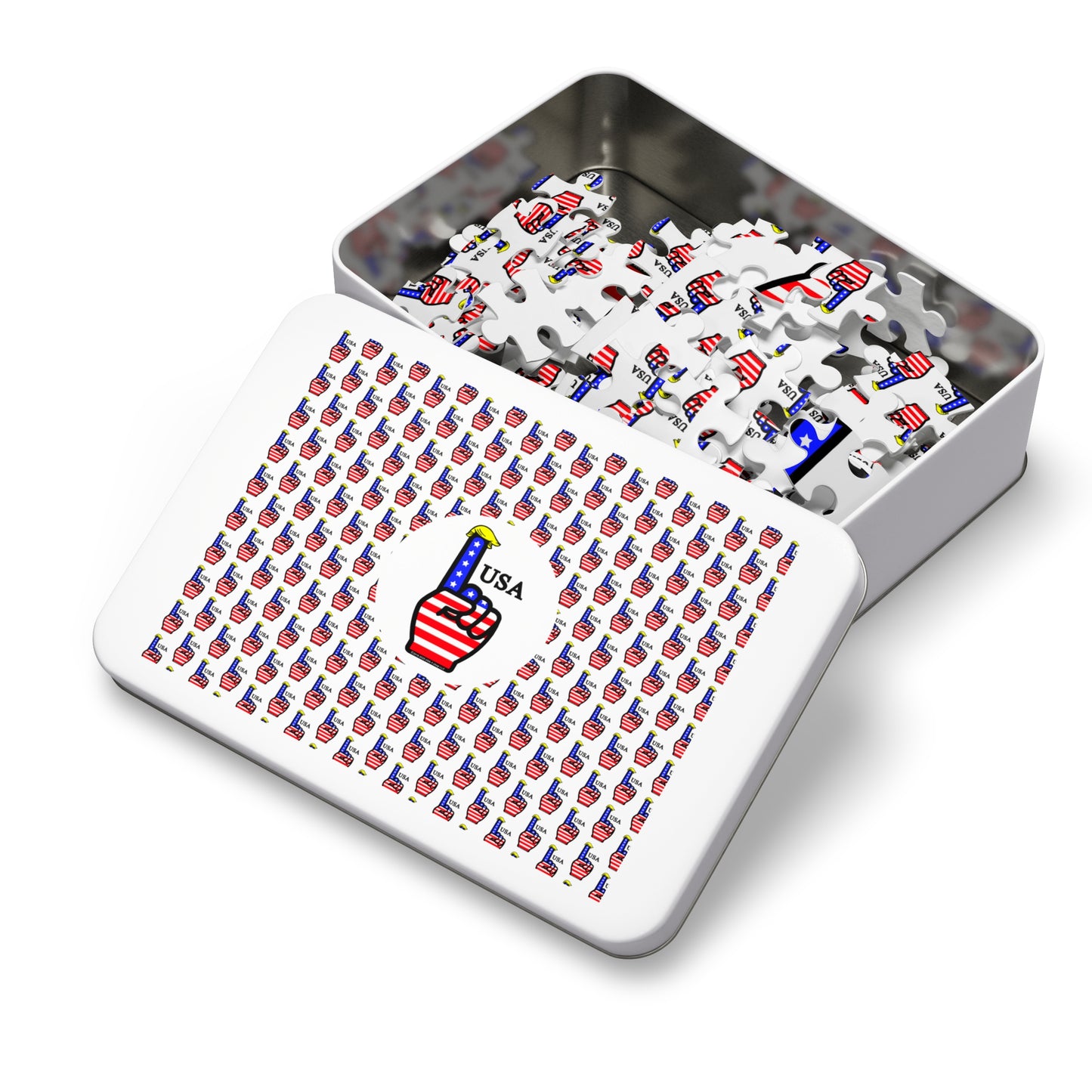 USA-1 Themed Jigsaw Puzzle with Tin – Patriotic Gift, Fun Family Activity, Home Decor, Holiday Entertainment, USA Puzzle