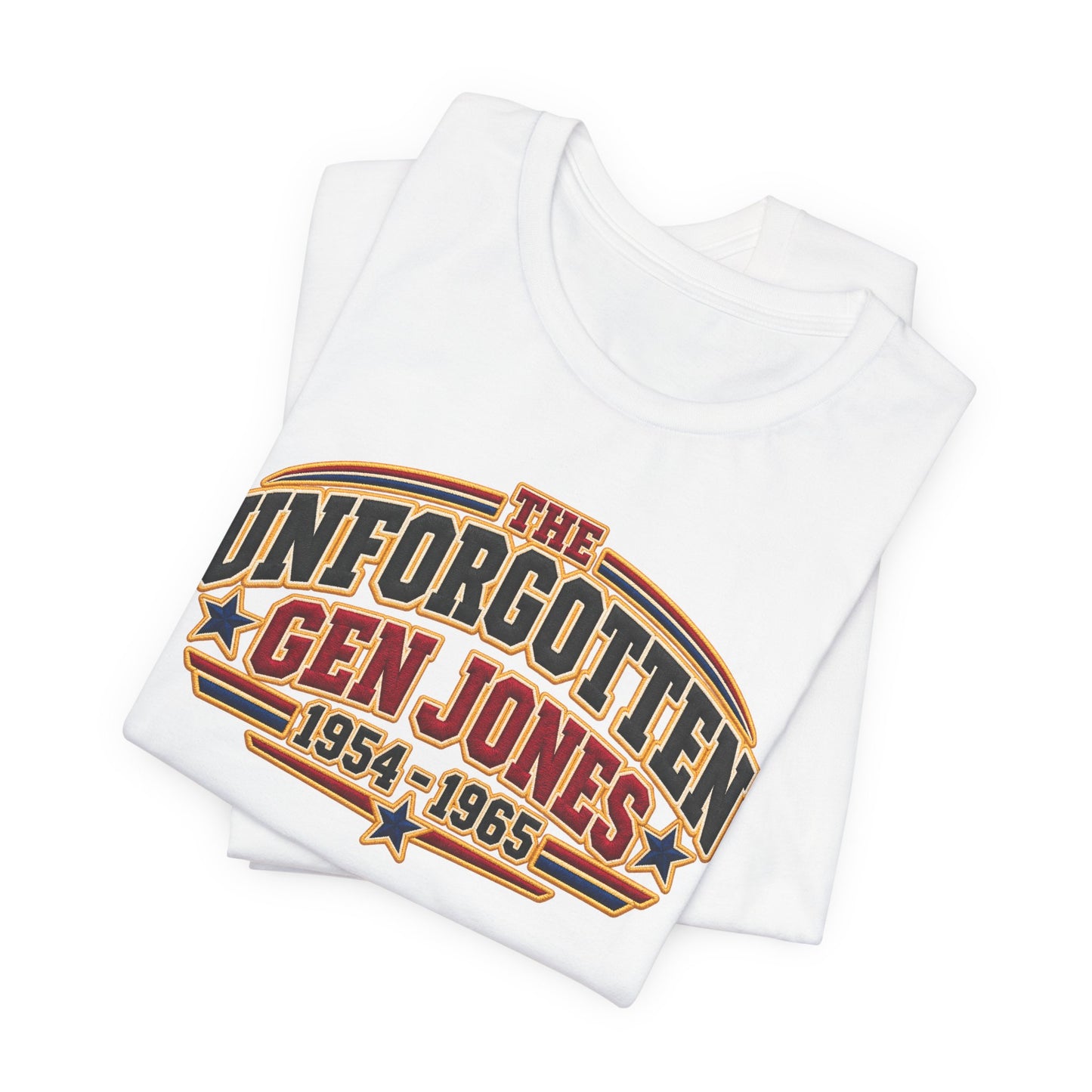 The Unforgotten Gen Jones — Faux Embroidery Retro Generation Jones T-Shirt