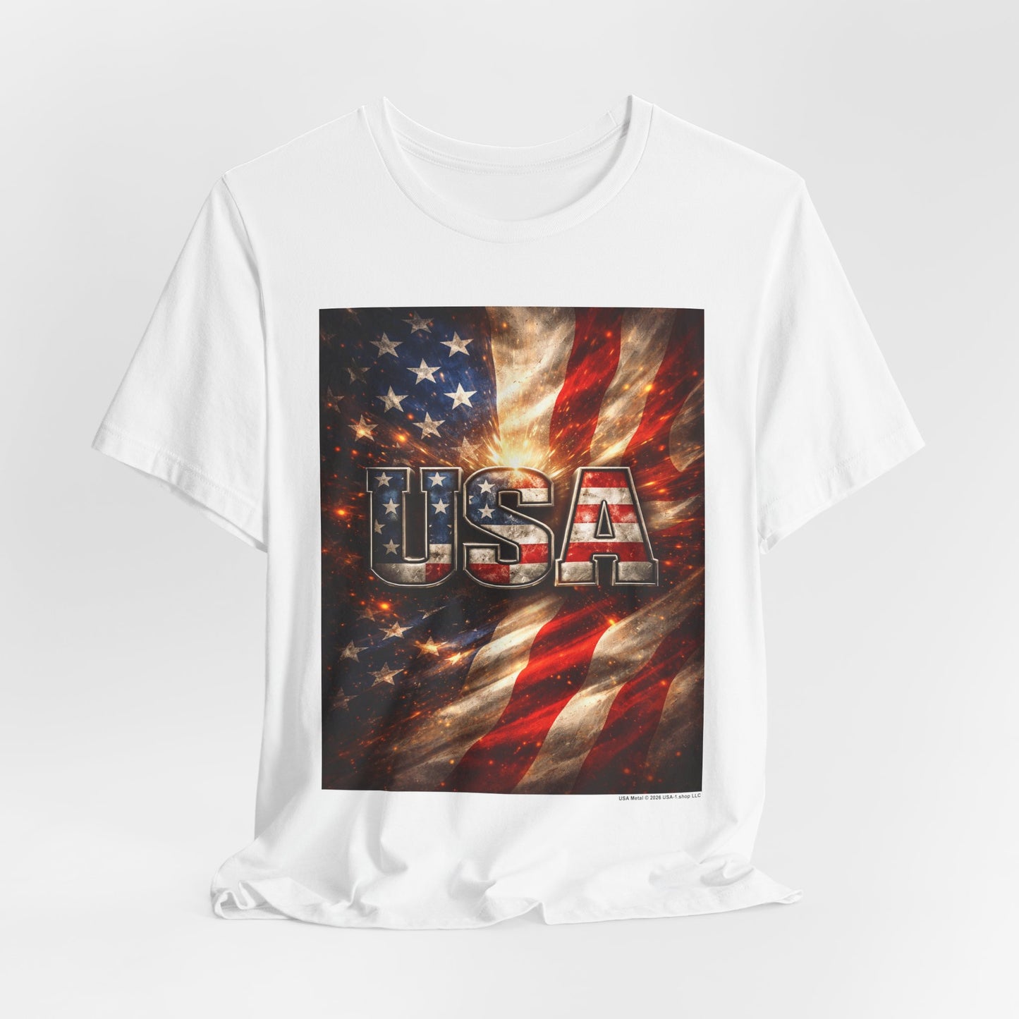 USA Metal on Classic White T