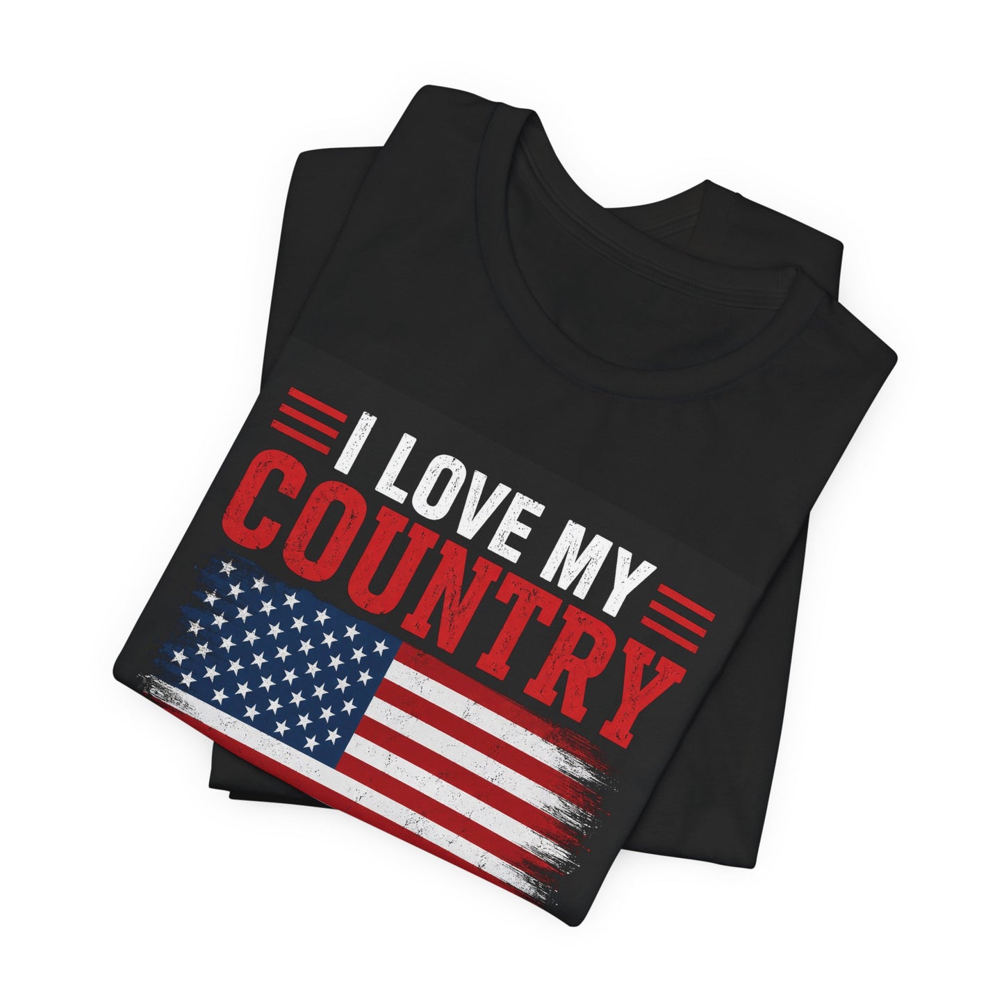 I Love My Country 01 Flat/Bright on Classic Black T - Front Side Print