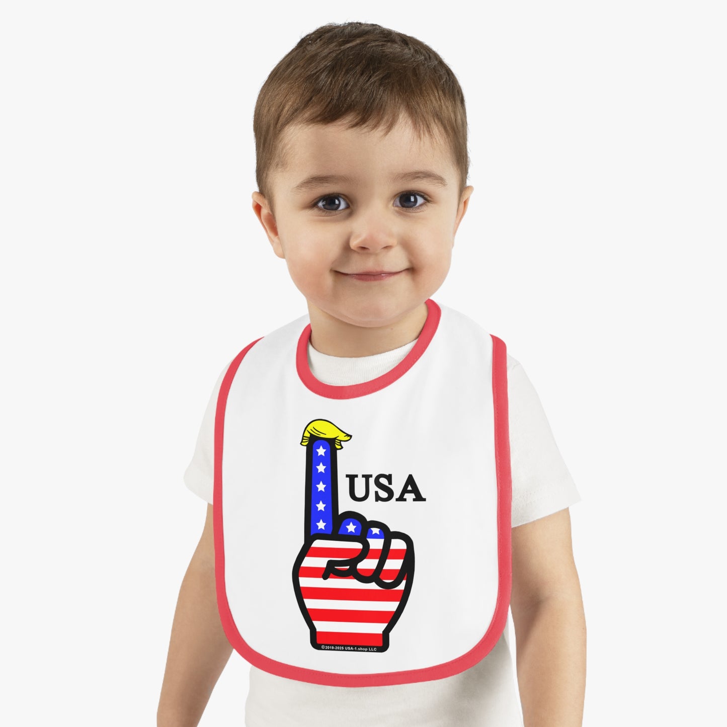 USA-1 Themed Baby Contrast Trim Jersey Bib