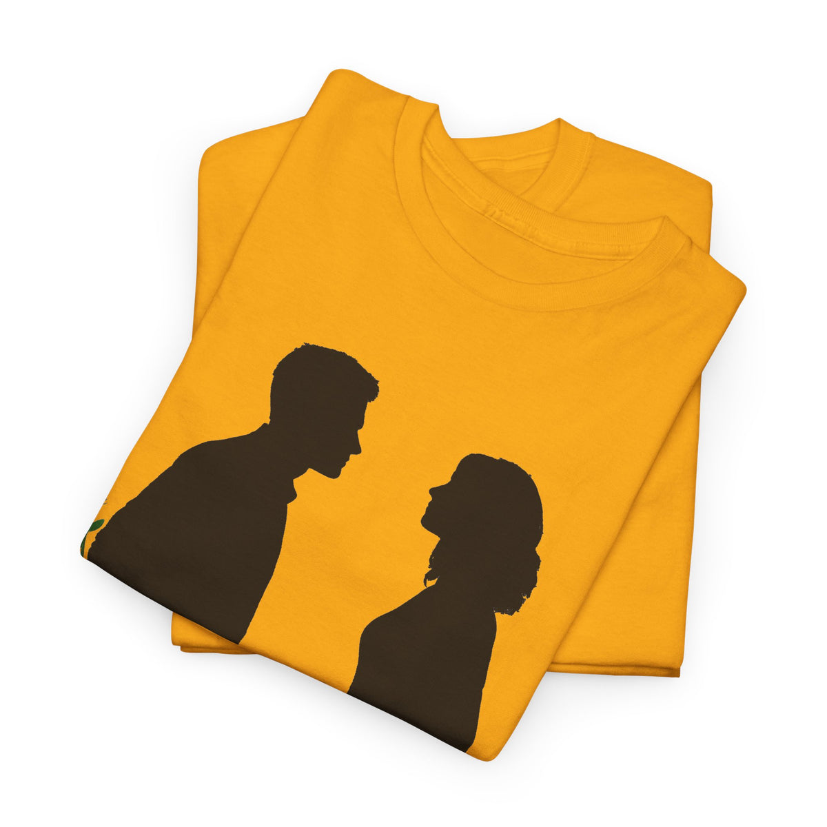 Romantic Silhouette Tee – Man with Rose, Woman with Knife Graphic Shirt