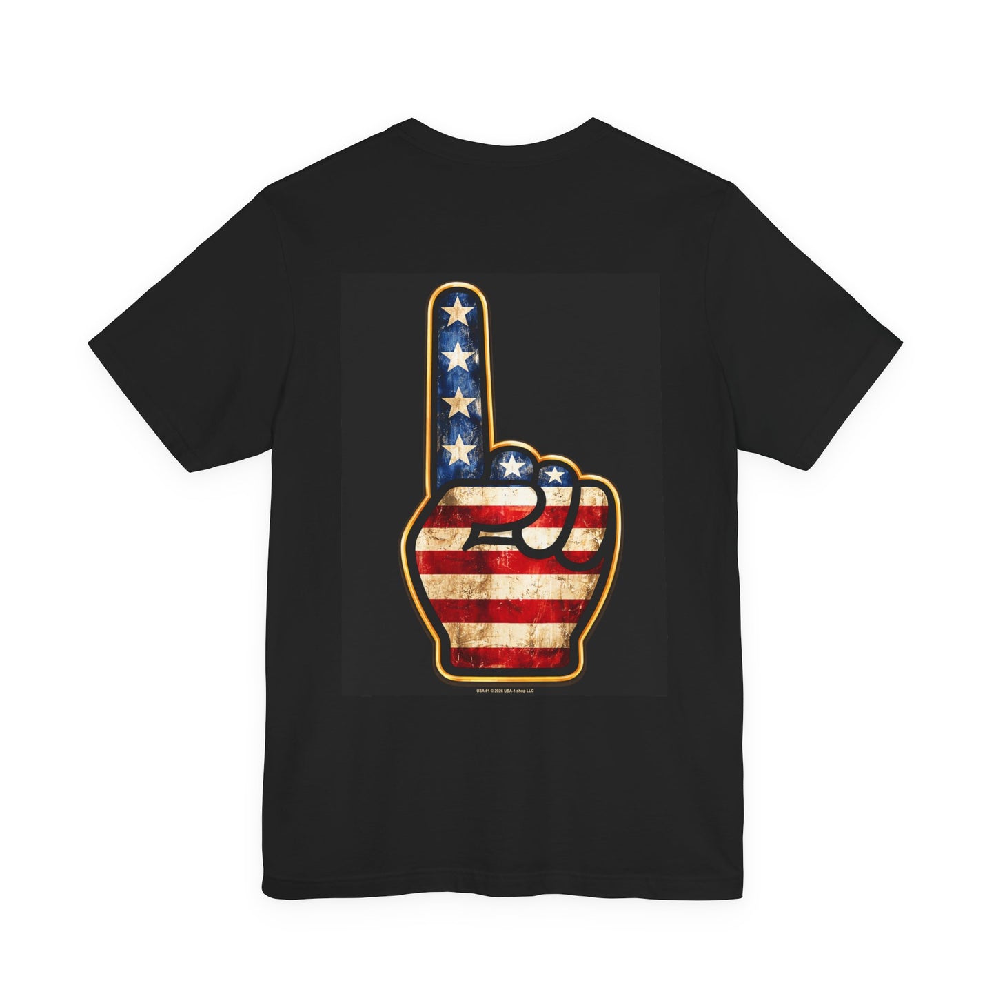 USA #1 on Classic Black T - Back Side Print