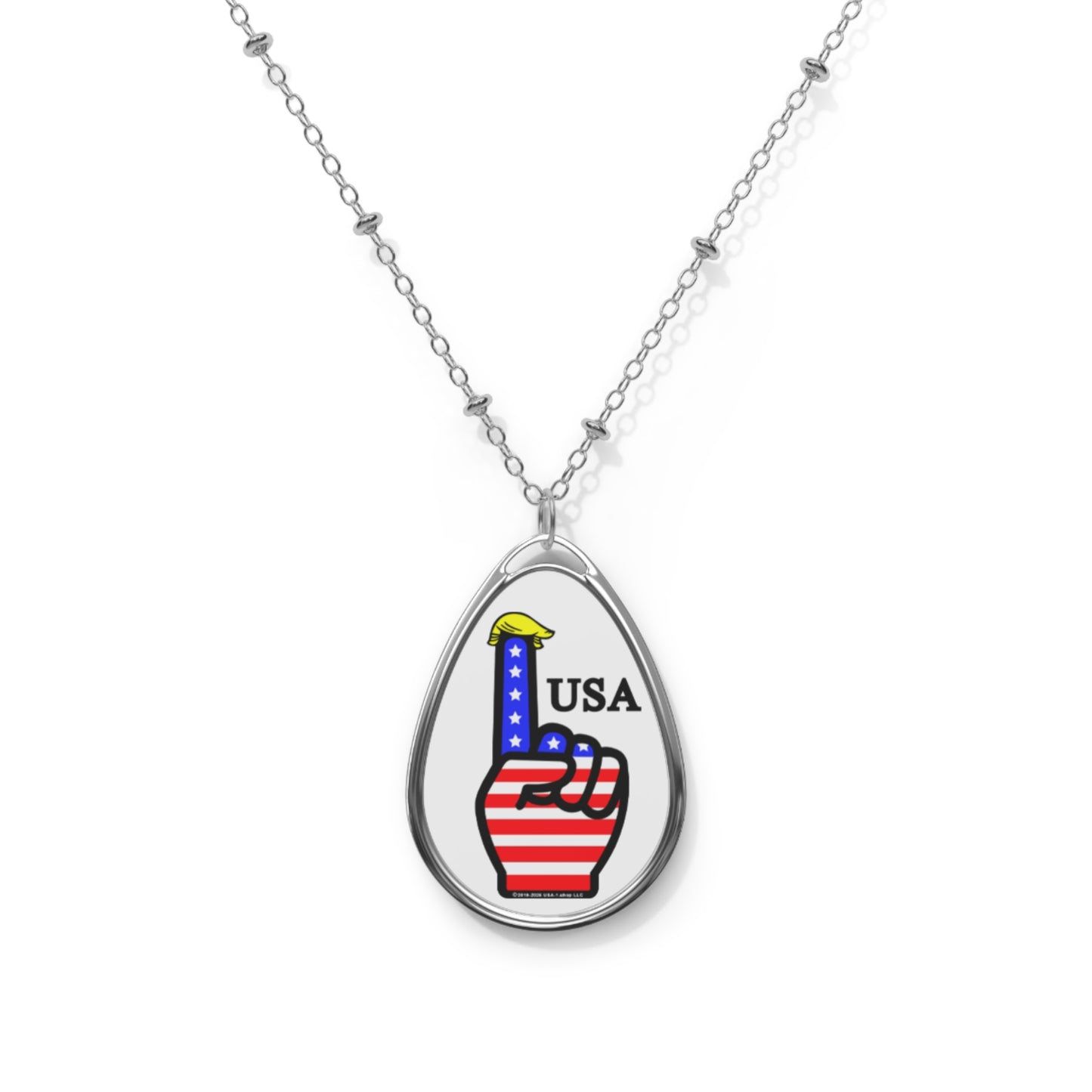 USA-1 Themed Oval Necklace - Perfect for Celebrations, Independence Day, Feminine Jewelry, Trendy Accessories, Gift for Her