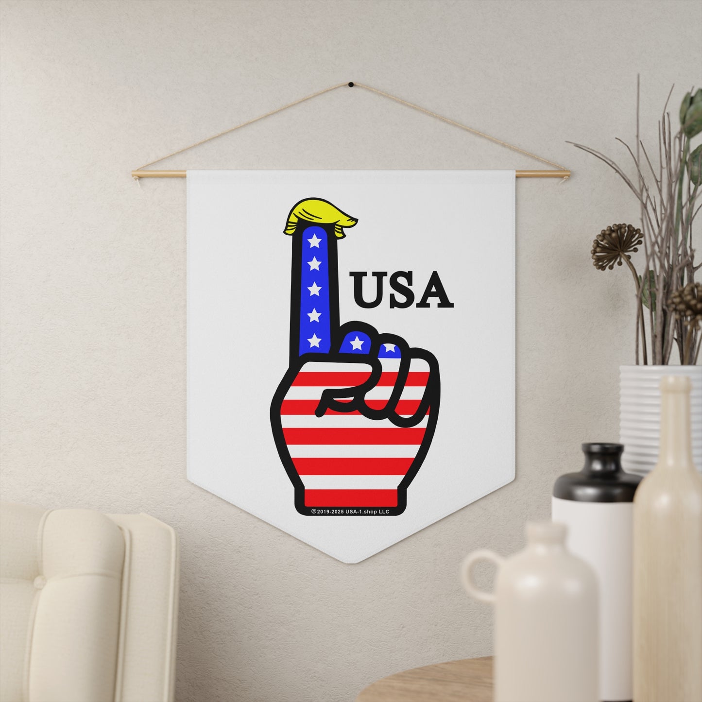 USA-1 Themed Style 1 Pennant, American Decor, Sports Fan Banner, Fourth of July Decoration, Wall Hanging for Home